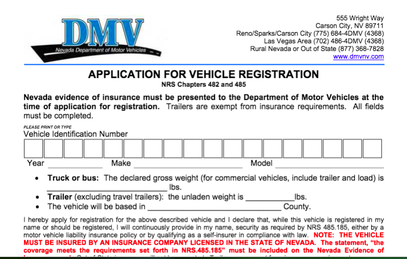 Driving without registration in Las Vegas, Nevada